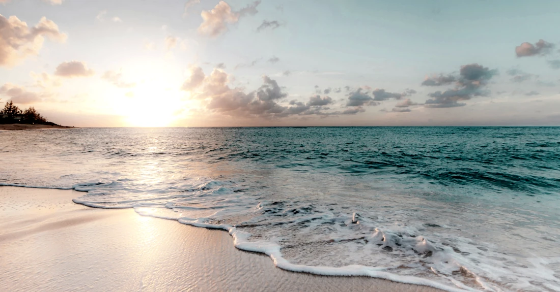 Ocean at sunset, photo by Sean Oulashin